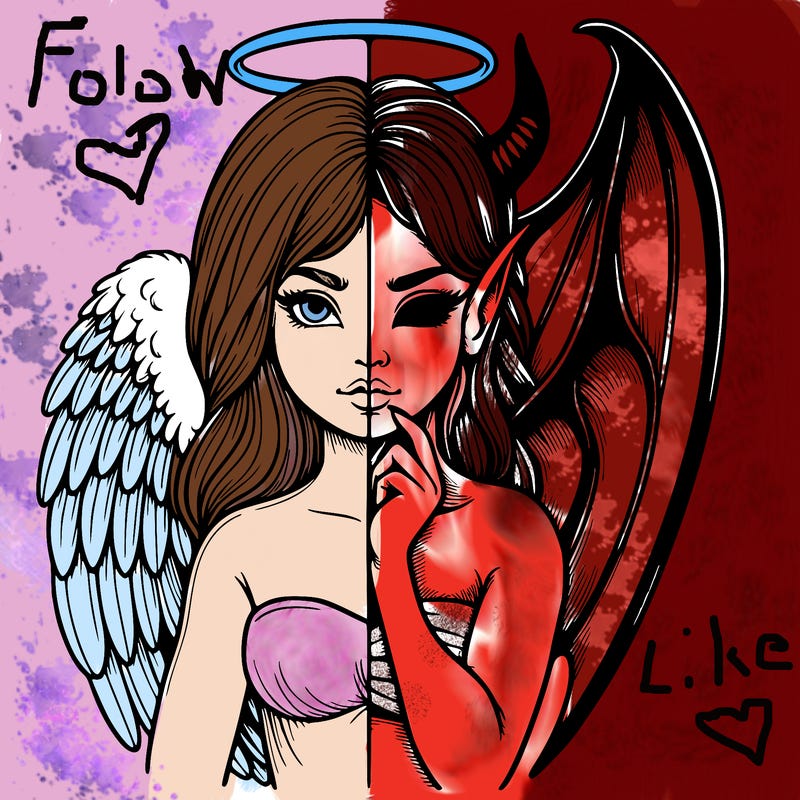 realistic angel half demon