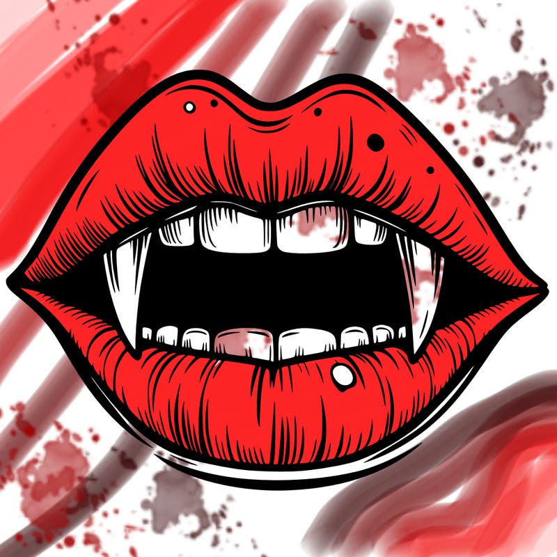 lips with vampire teeth