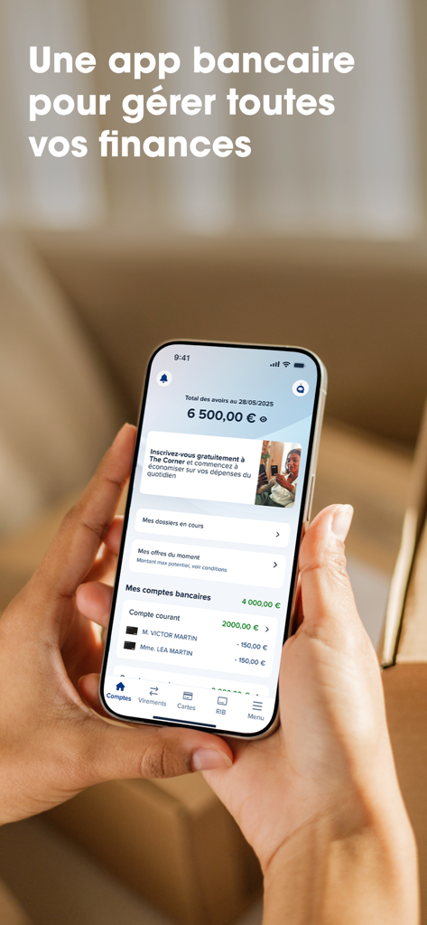 BoursoBank mobile banking app on an iPhone displaying account balance and financial management features.