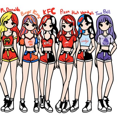 a group of girls wearing crop tops and shorts