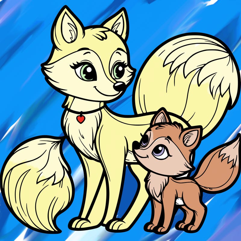 mother and daughter fox
