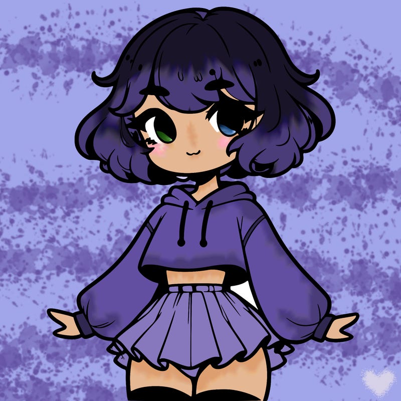 cute femboy with short, fluffy hair that softly frames their face, wearing a cropped hoodie, paired with a flouncy short skirt, and thigh-high stockings