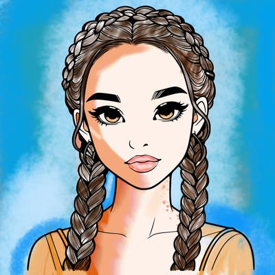 realistic girl with braids