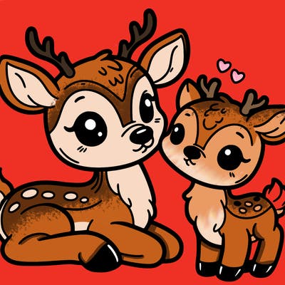 cute deer with cute baby deer