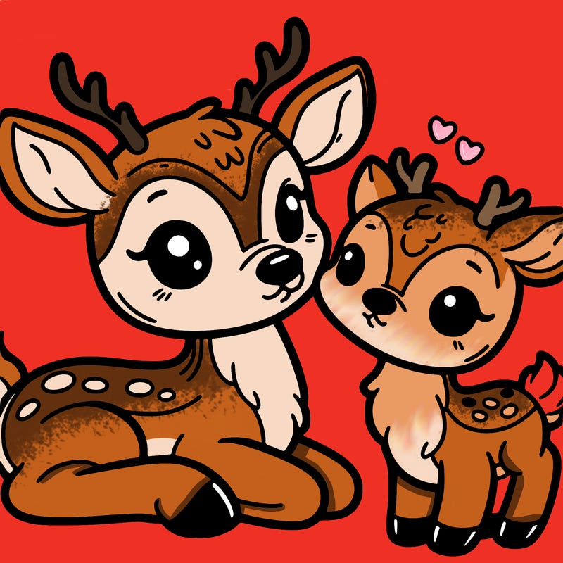 cute deer with cute baby deer