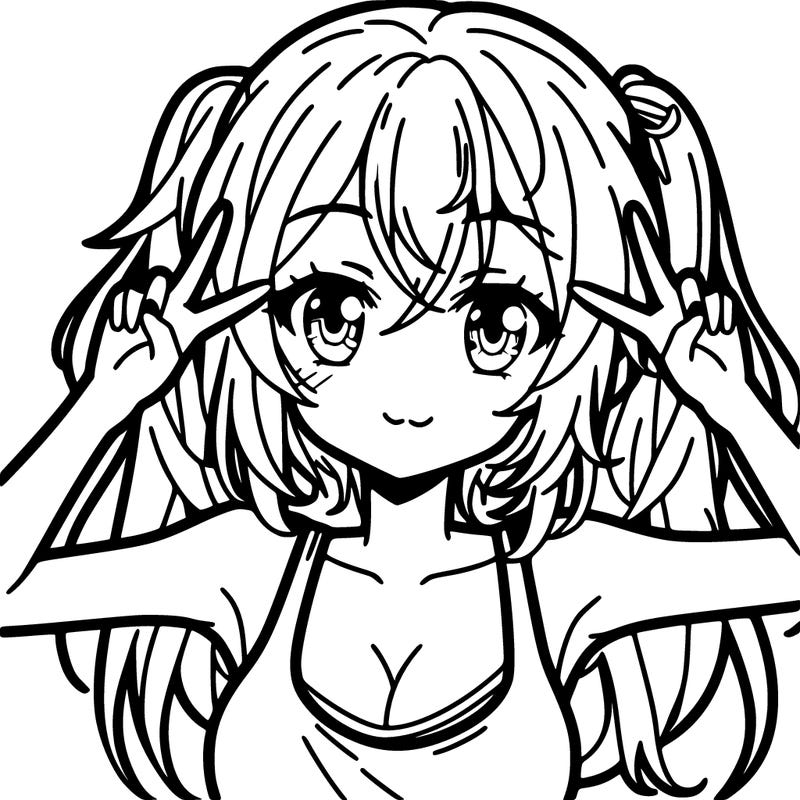 cute anime girl wearing tanktop