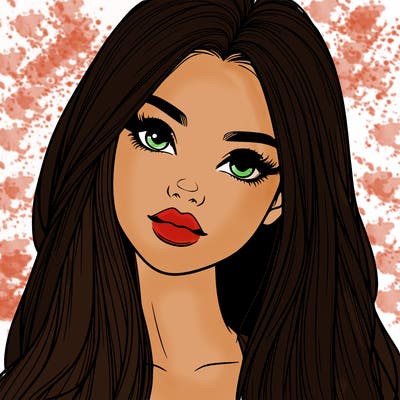 realistic teen girl with long hair and lips