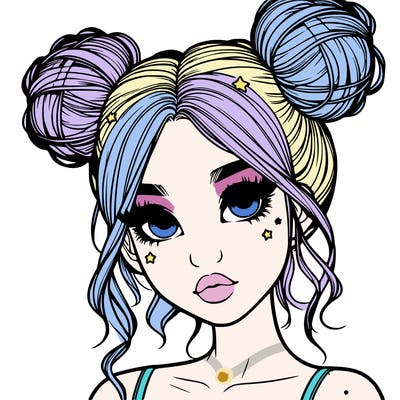 realistic girl with space buns