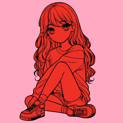 girl sitting realistic