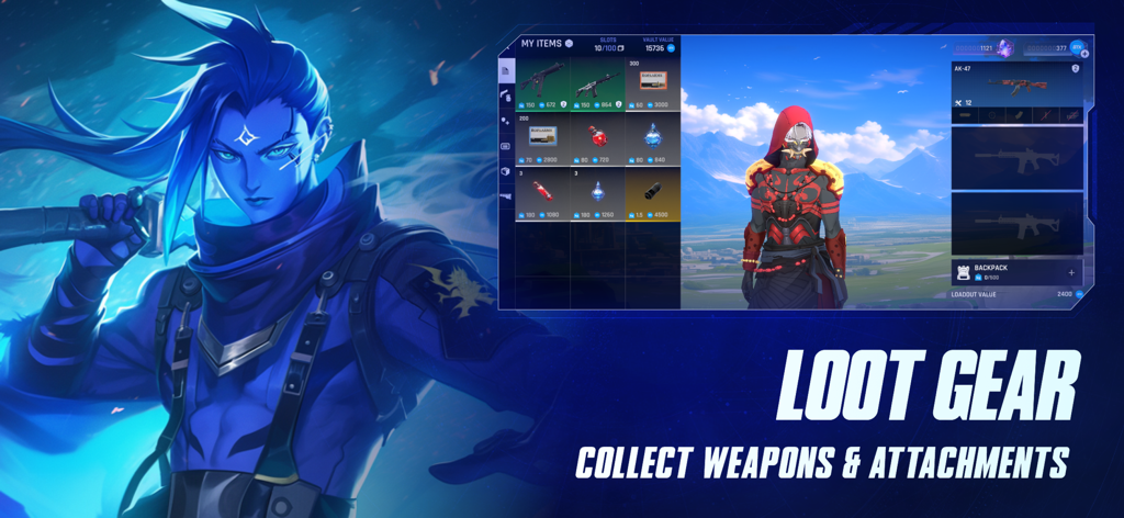 AimLock game interface showing inventory loot gear and weapon customization