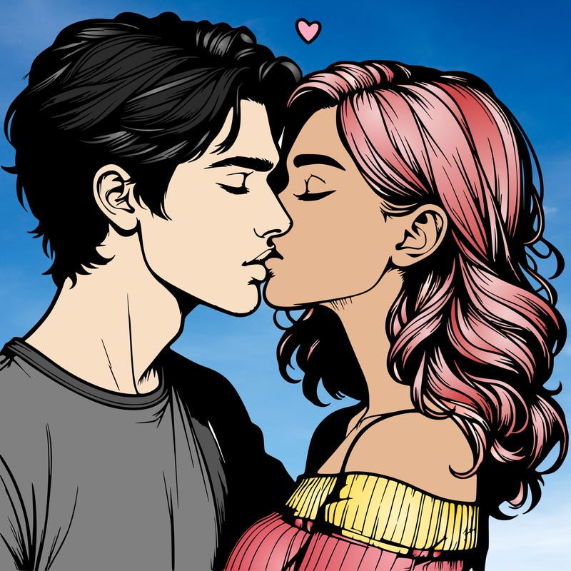 realistic couple kissing