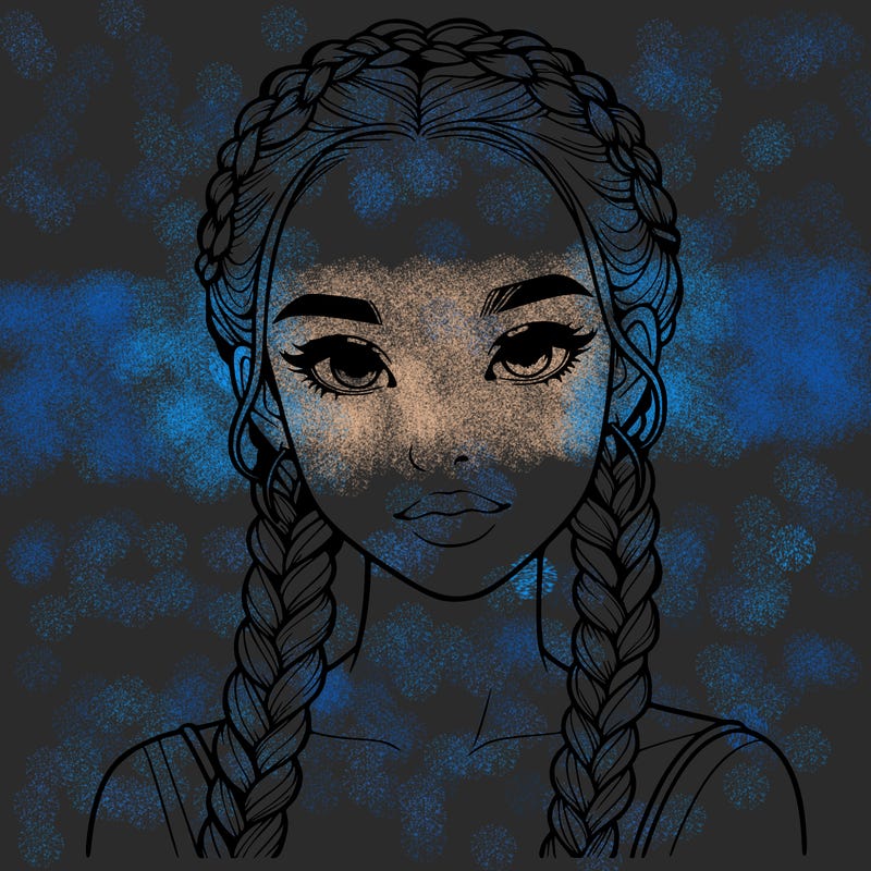 realistic girl with braids