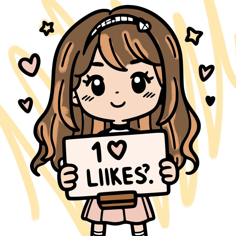 girl holding a sign that says 10 likes?