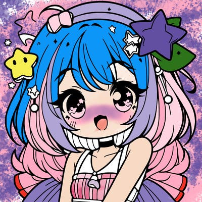 cute anime girl with star accessories