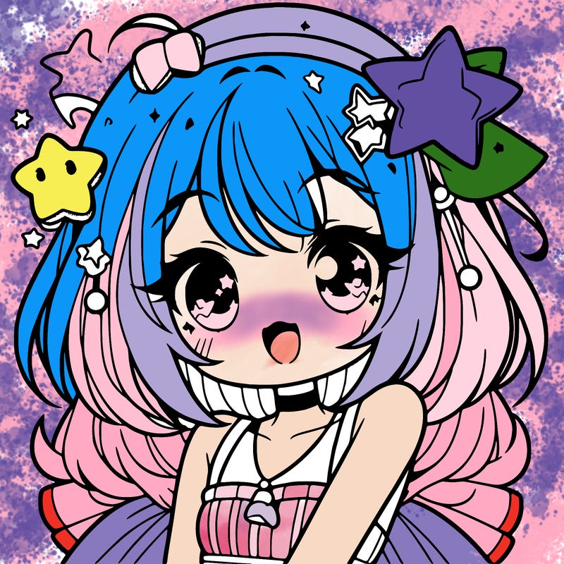 cute anime girl with star accessories