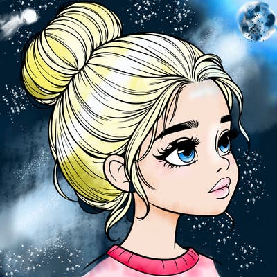 realistic girl with bun