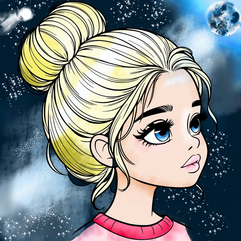 realistic girl with bun