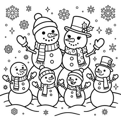 Bring winter cheer to life with our delightful Snowman Family coloring page, specially designed for seniors. Enjoy the comfort of large print and clear outlines as you color this heartwarming scene.