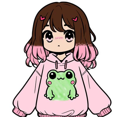 girl wearing frogging sweatshirt