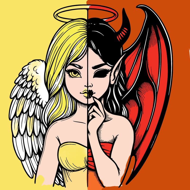 realistic angel half demon