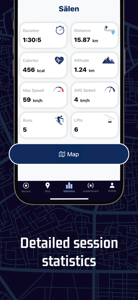 Ski & Snowboard - iSlope - Detailed ski and snowboard session statistics including speed distance and altitude in the iSlope app