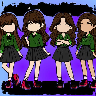 a group of girls realistic"