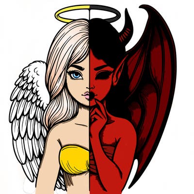 realistic angel half demon