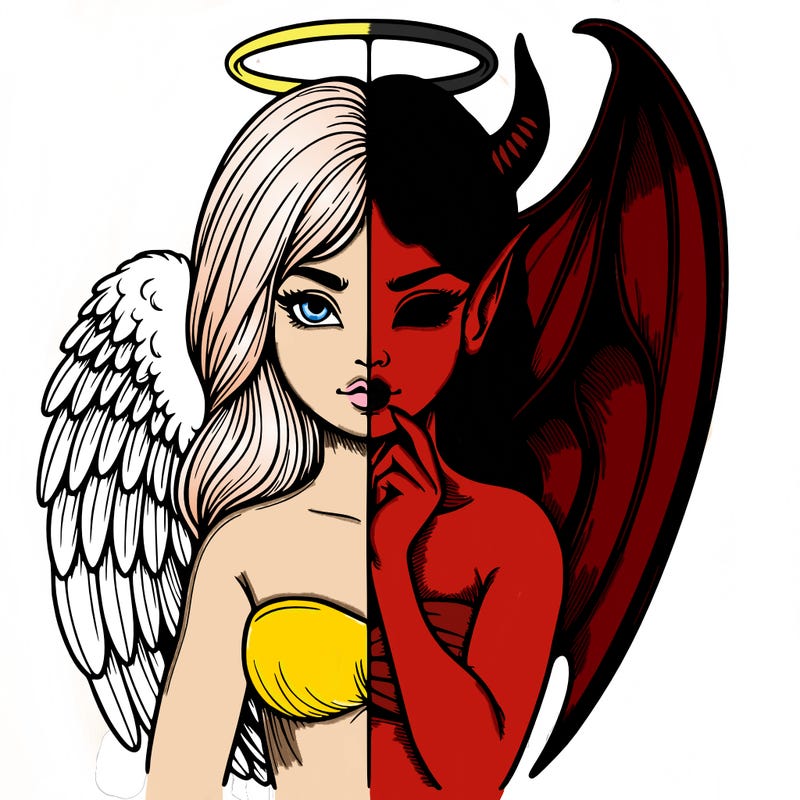 realistic angel half demon