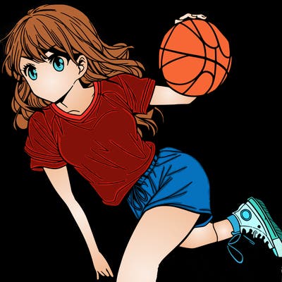 teen manga girl playing basketball