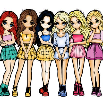 a group of girls realistic