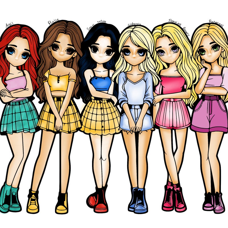 a group of girls realistic