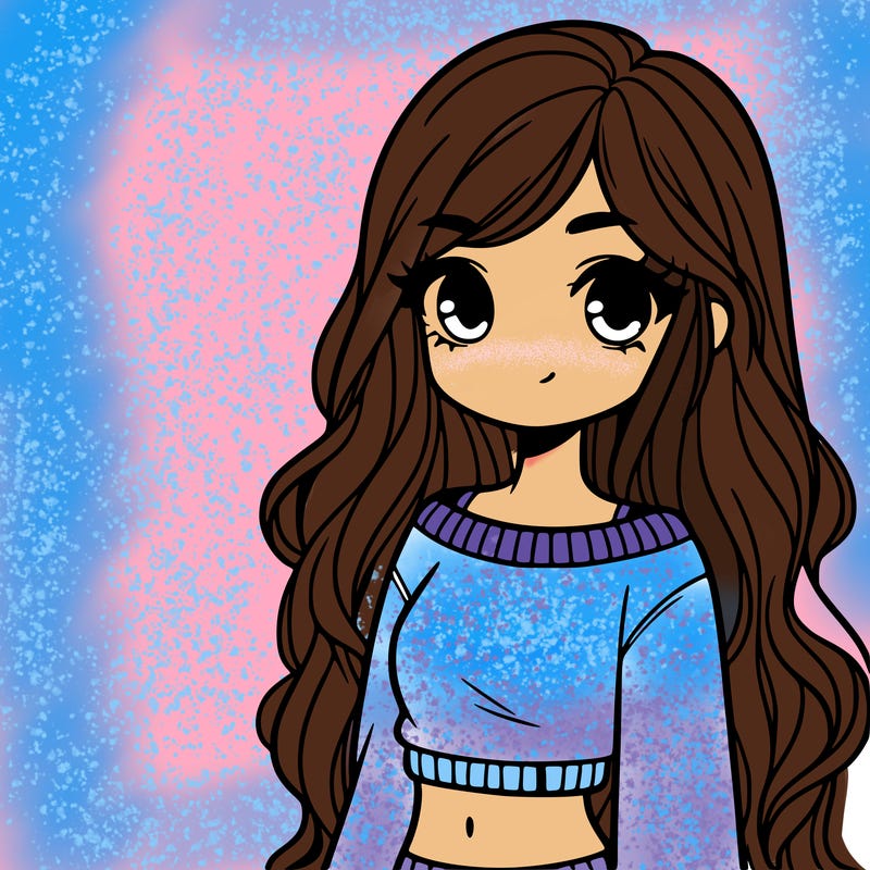 girl with long hair and a crop top with a sweater