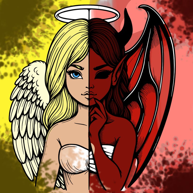 realistic angel half demon