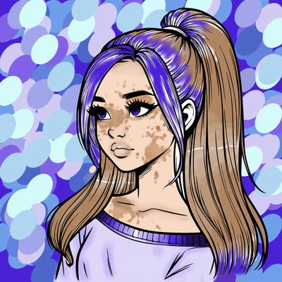 realistic girl with a high ponytail