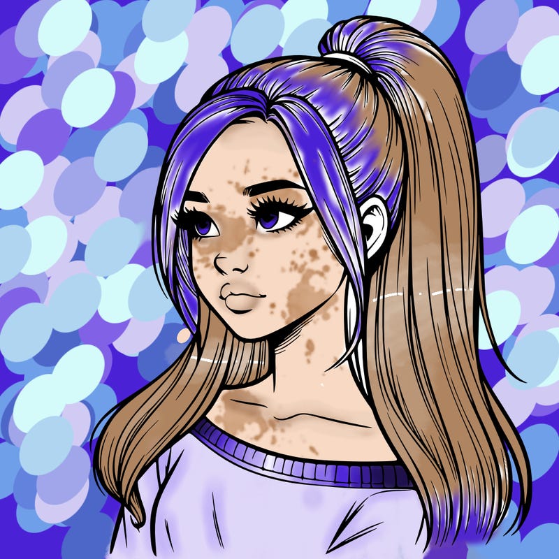 realistic girl with a high ponytail