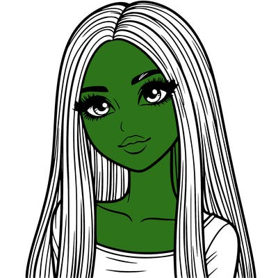 realistic girl with straight and long hair