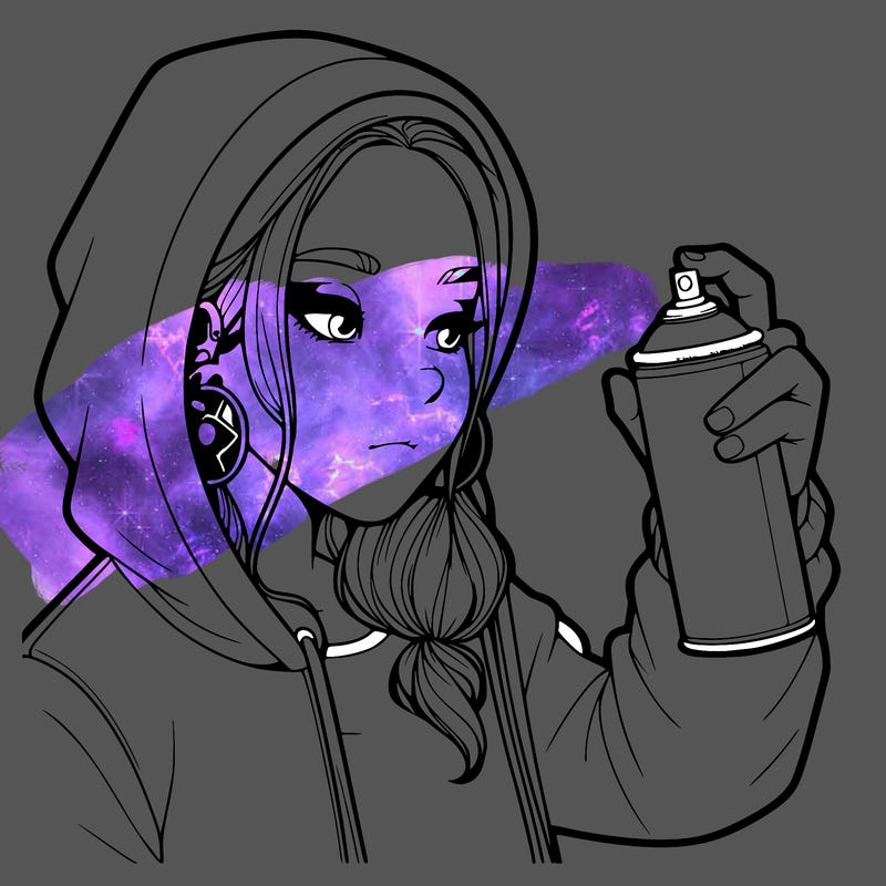 a realistic girl, spray painting