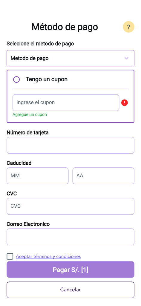 REBORN by Dance Studio Peru - Payment checkout screen for booking dance classes in the REBORN app