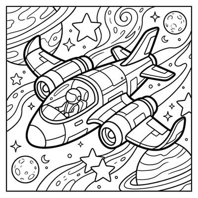 Prepare for an exciting journey with our Toddler Space Plane coloring page! Designed with thick lines and large areas, it's ideal for little hands learning to color and explore the cosmos.