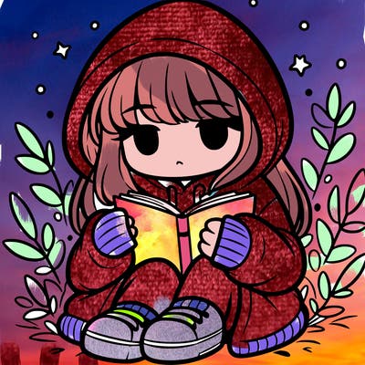 girl in oversized hoodie reading a book