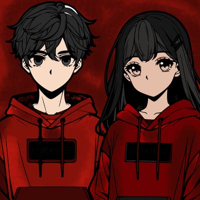 manga guy and girl wearing nike hoodies