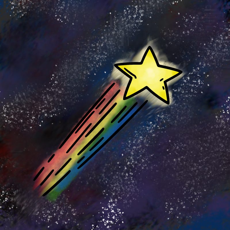 a shooting star in the sky