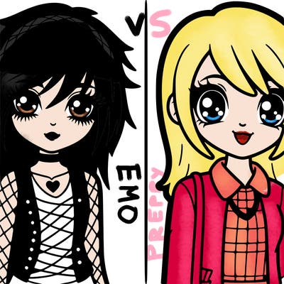 emo girl vs preppy girl