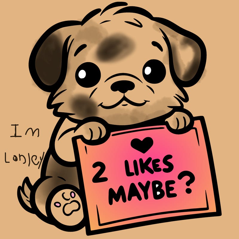 a puppy holding a sign that says 2 likes maybe?