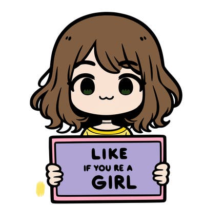 a cute girl holding a sign that says like if you’re a girl