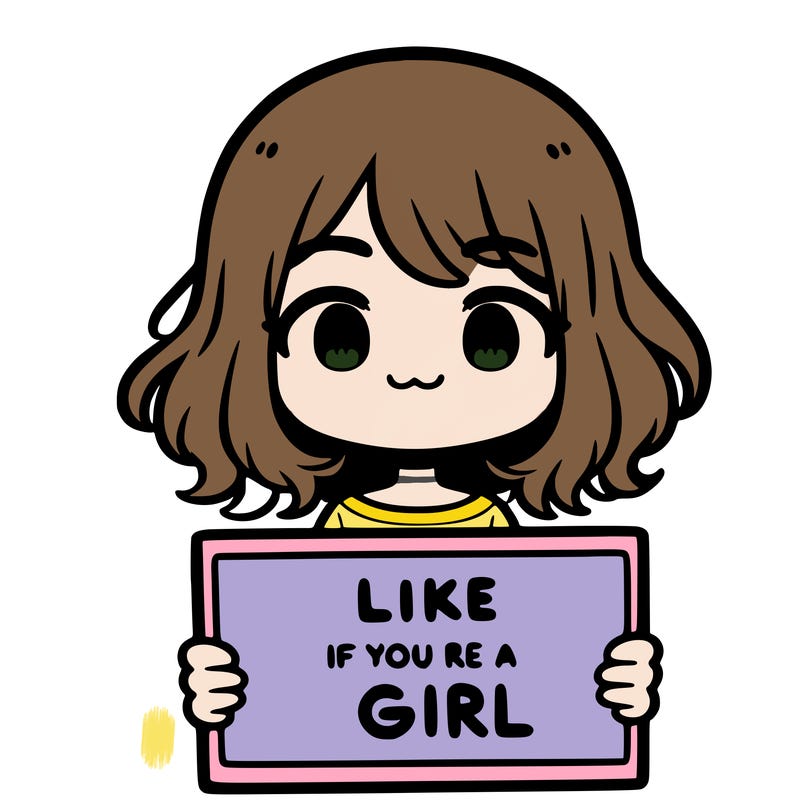 a cute girl holding a sign that says like if you’re a girl
