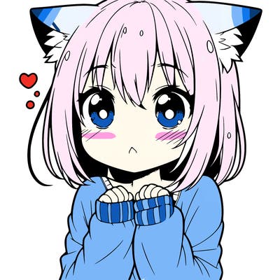 shy anime catgirl