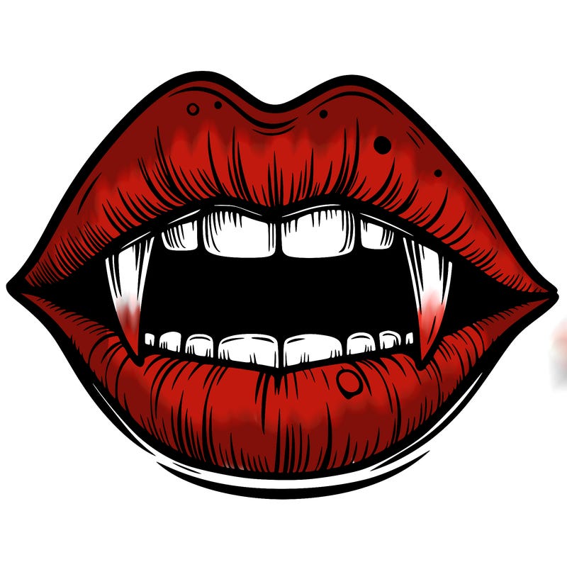 lips with vampire teeth