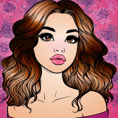 realistic girl with wavy hair and lips