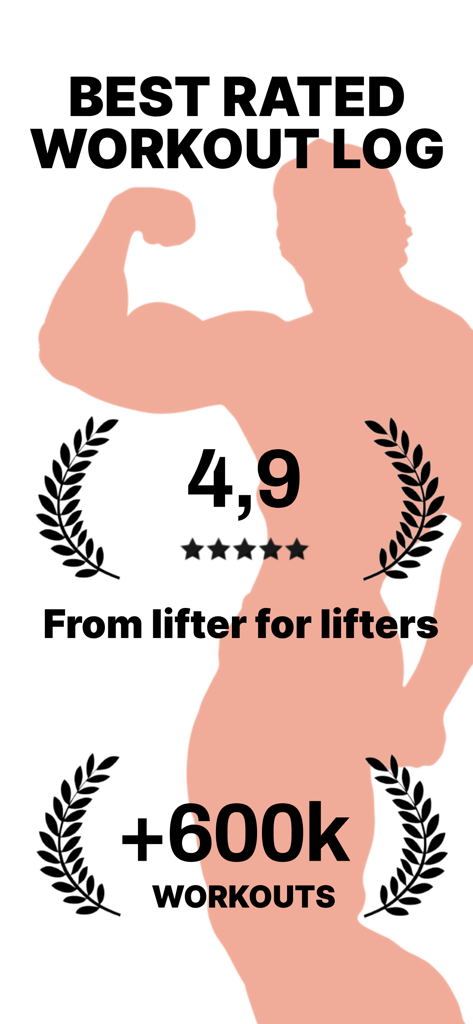 Gym log - Strive - Strive gym log promotional image featuring a 4.9 star rating and over 600k workouts logged.